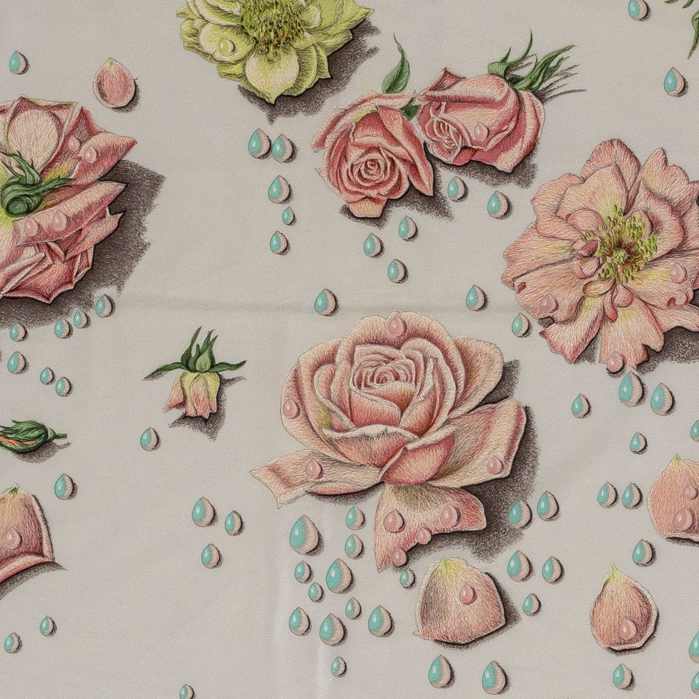 Hermes - La Rosee Silk Shawl 140 Crepe Pink - MWOCT - 2411111745