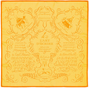 Hermes Silk Scarf L Art d Ecrire - Jaune Orange - MWCT - 2602181834