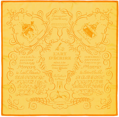 Hermes Silk Scarf L Art d Ecrire - Jaune Orange - MWCT - 2602181834