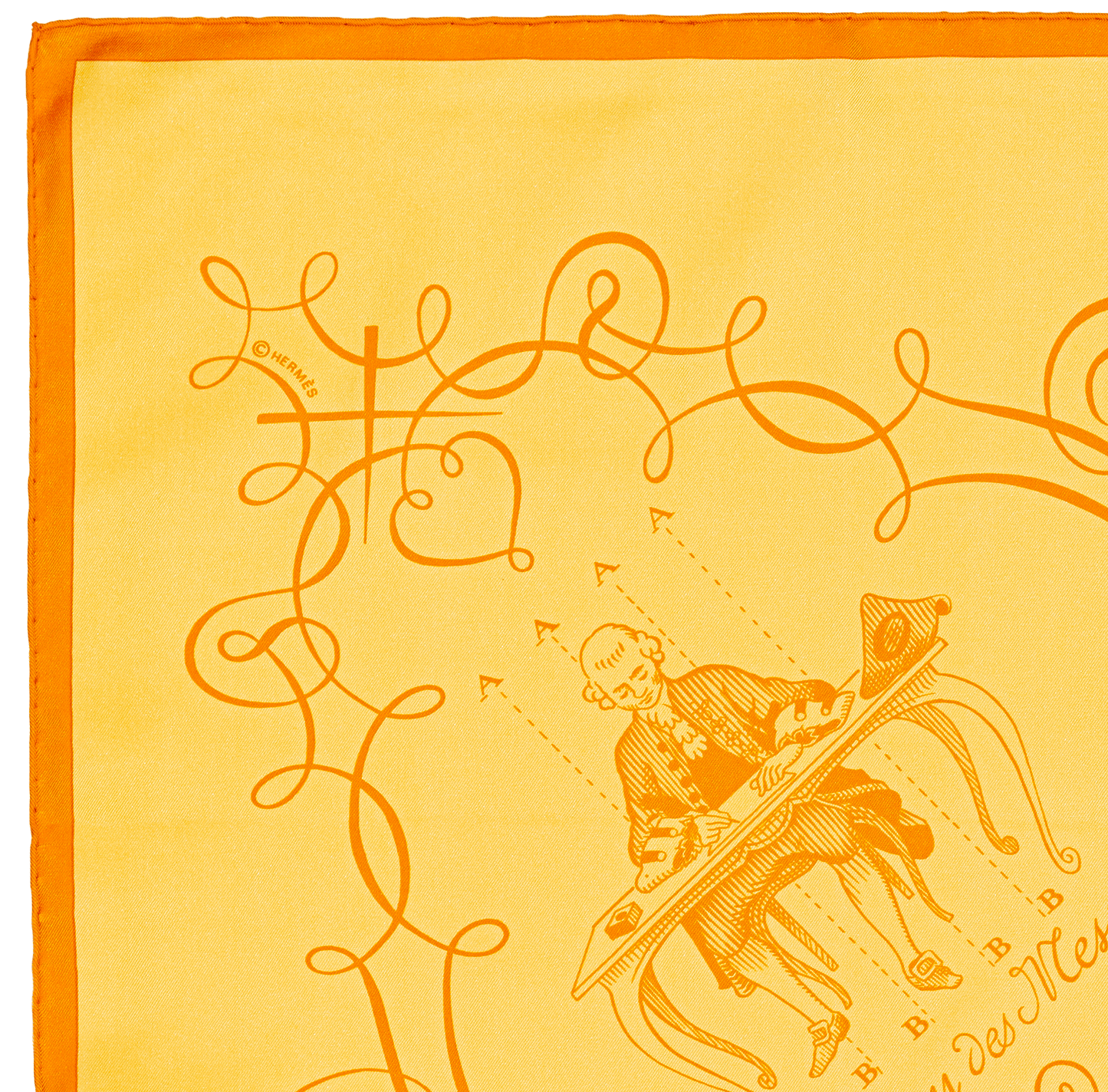Hermes Scarf 90 L art d'Ecrire - Jaune Orange - MWCT - 2602181834