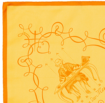 Hermes Scarf 90 L art d'Ecrire - Jaune Orange - MWCT - 2602181834