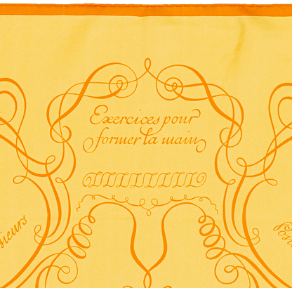Hermes Scarf 90 L art d'Ecrire - Jaune Orange - MWCT - 2602181834