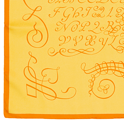 Hermes Scarf 90 L art d'Ecrire - Jaune Orange - MWCT - 2602181834