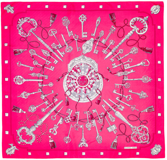 Hermes Scarf Les Clefs - Rose Vif Fuschia - Mint Care Tag