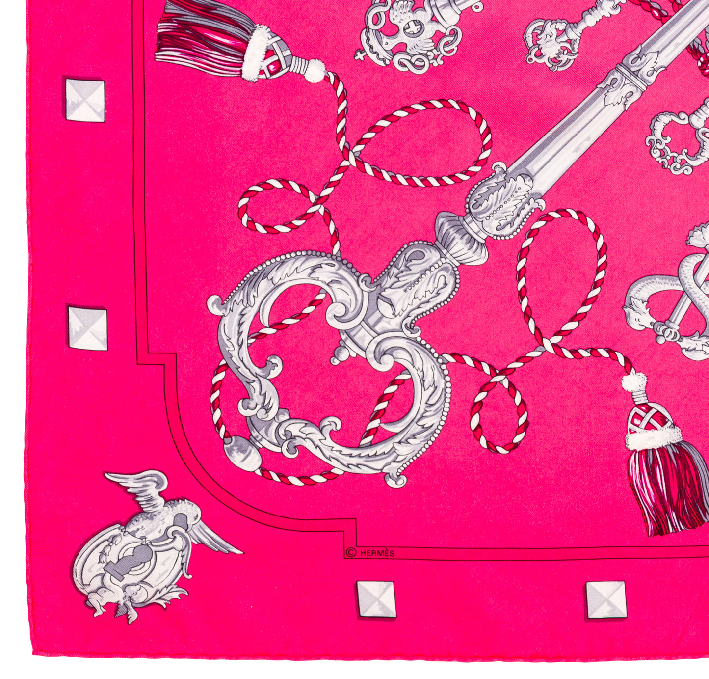 Hermes Scarf Les Clefs - Rose Vif Fuschia - Mint Care Tag
