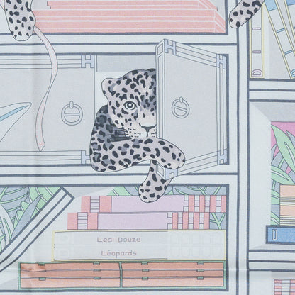 Hermes Scarf 90 Les Douze Léopards – Double Sided – Rose Bonbon Vert Vif Jaune – NWCTS – 2504281956