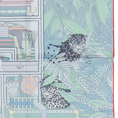 Hermes Scarf 90 Les Douze Léopards – Double Sided – Rose Bonbon Vert Vif Jaune – NWCTS – 2504281956