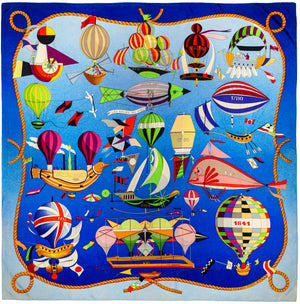 Hermes Silk Scarf Les Folies du Ciel - Rouge Vert Jaune Violet - EXCWCT - 2606281509