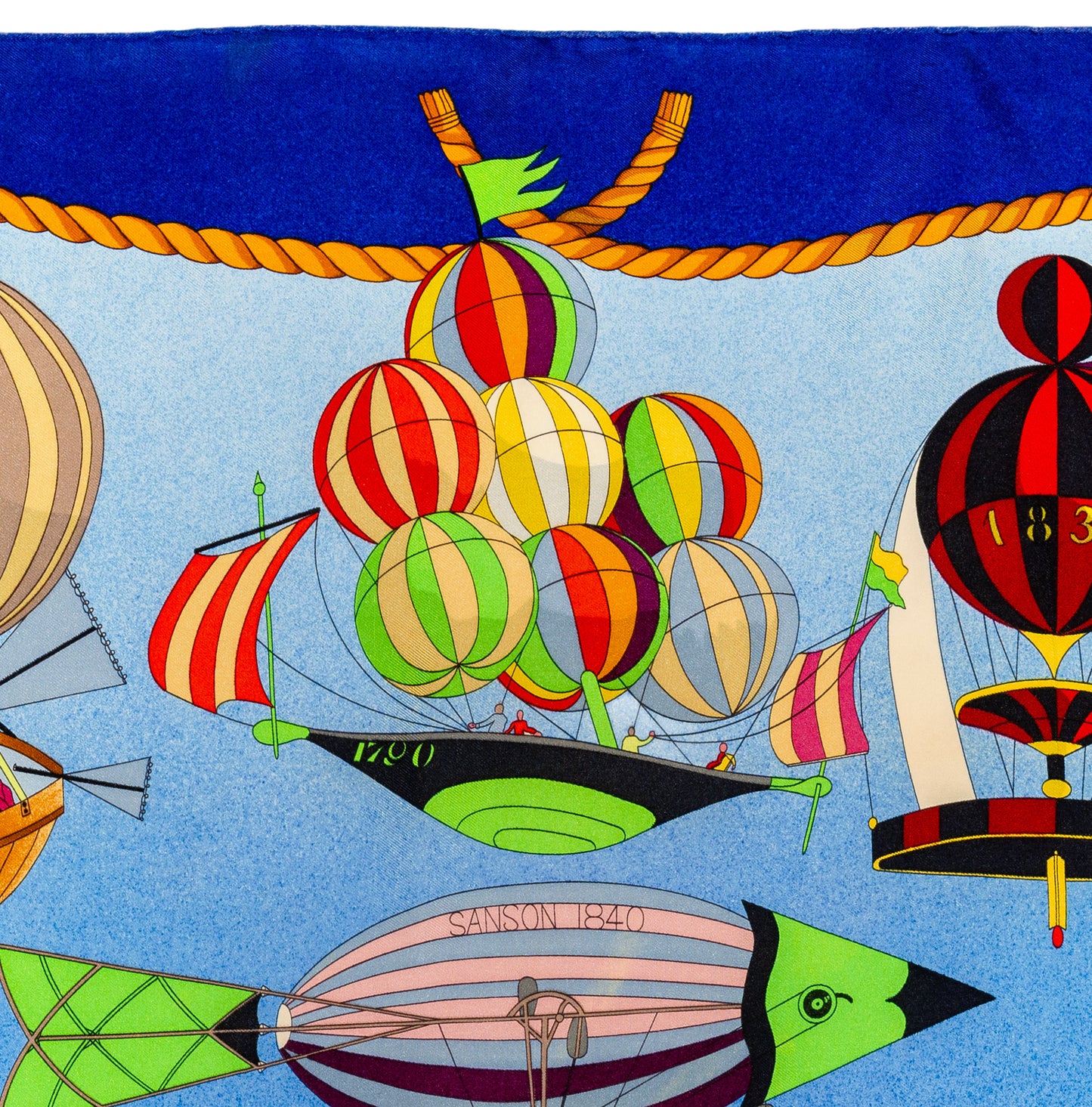 Hermes Silk Scarf Les Folies du Ciel - Rouge Vert Jaune Violet - EXCWCT - 2606281509