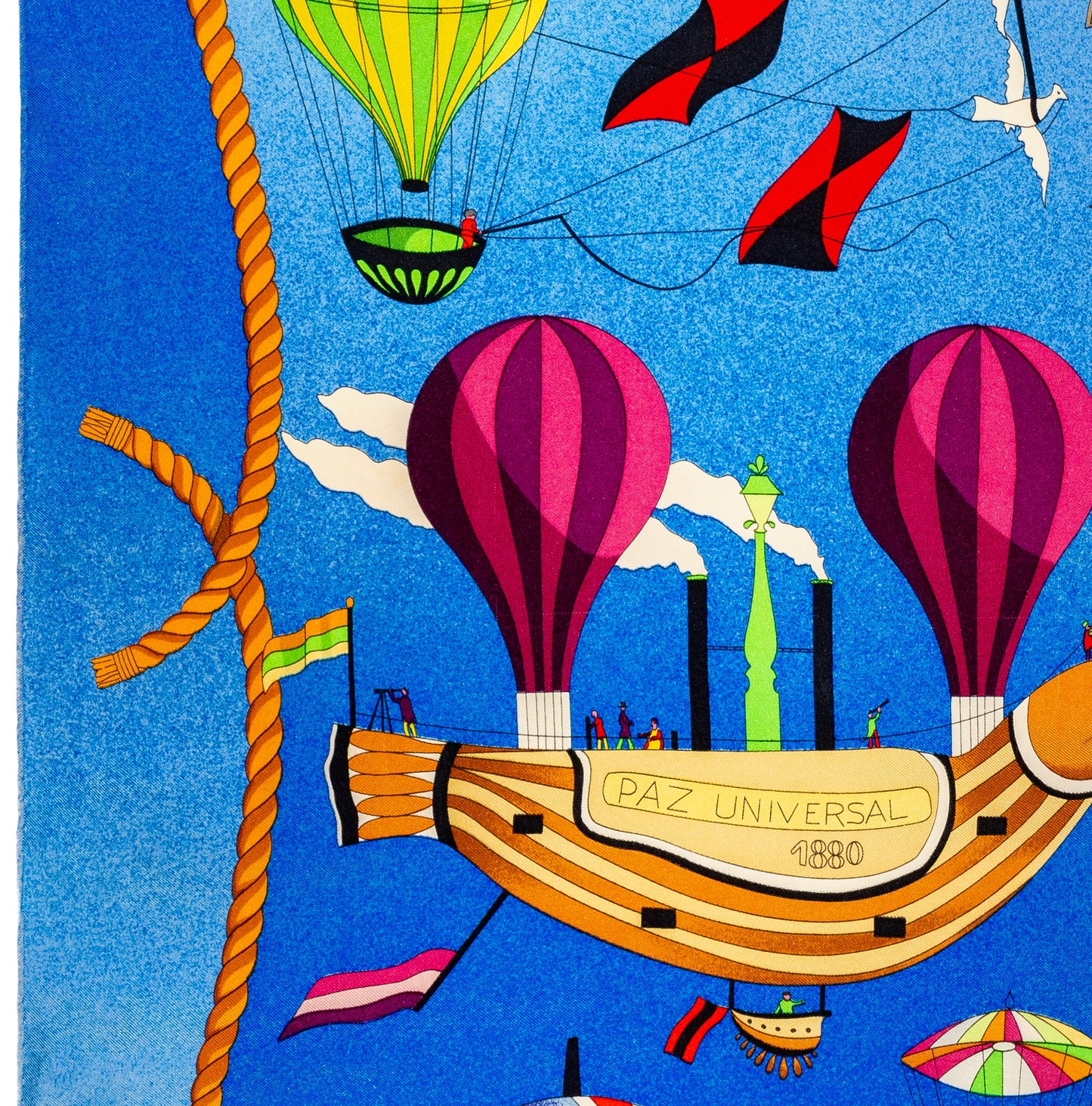 Hermes Silk Scarf Les Folies du Ciel - Rouge Vert Jaune Violet - EXCWCT - 2606281509