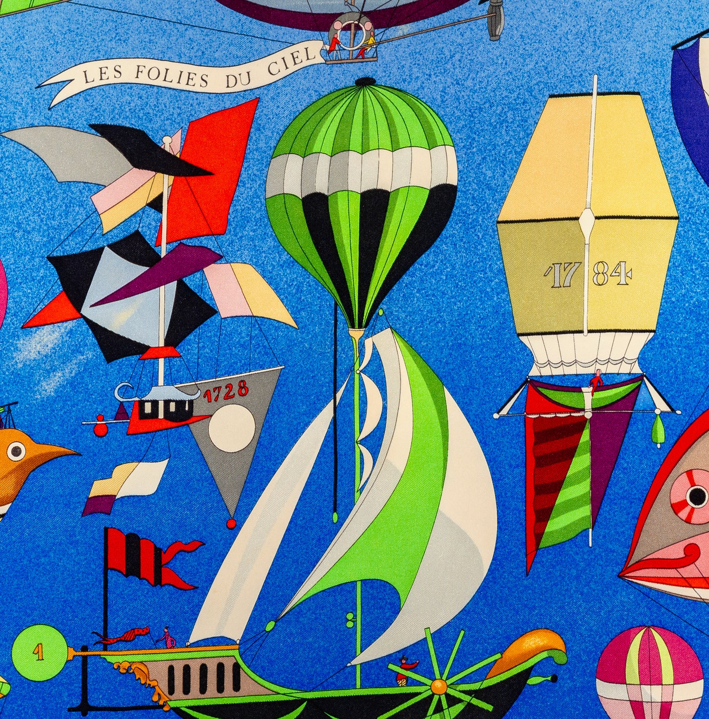 Hermes Silk Scarf Les Folies du Ciel - Rouge Vert Jaune Violet - EXCWCT - 2606281509