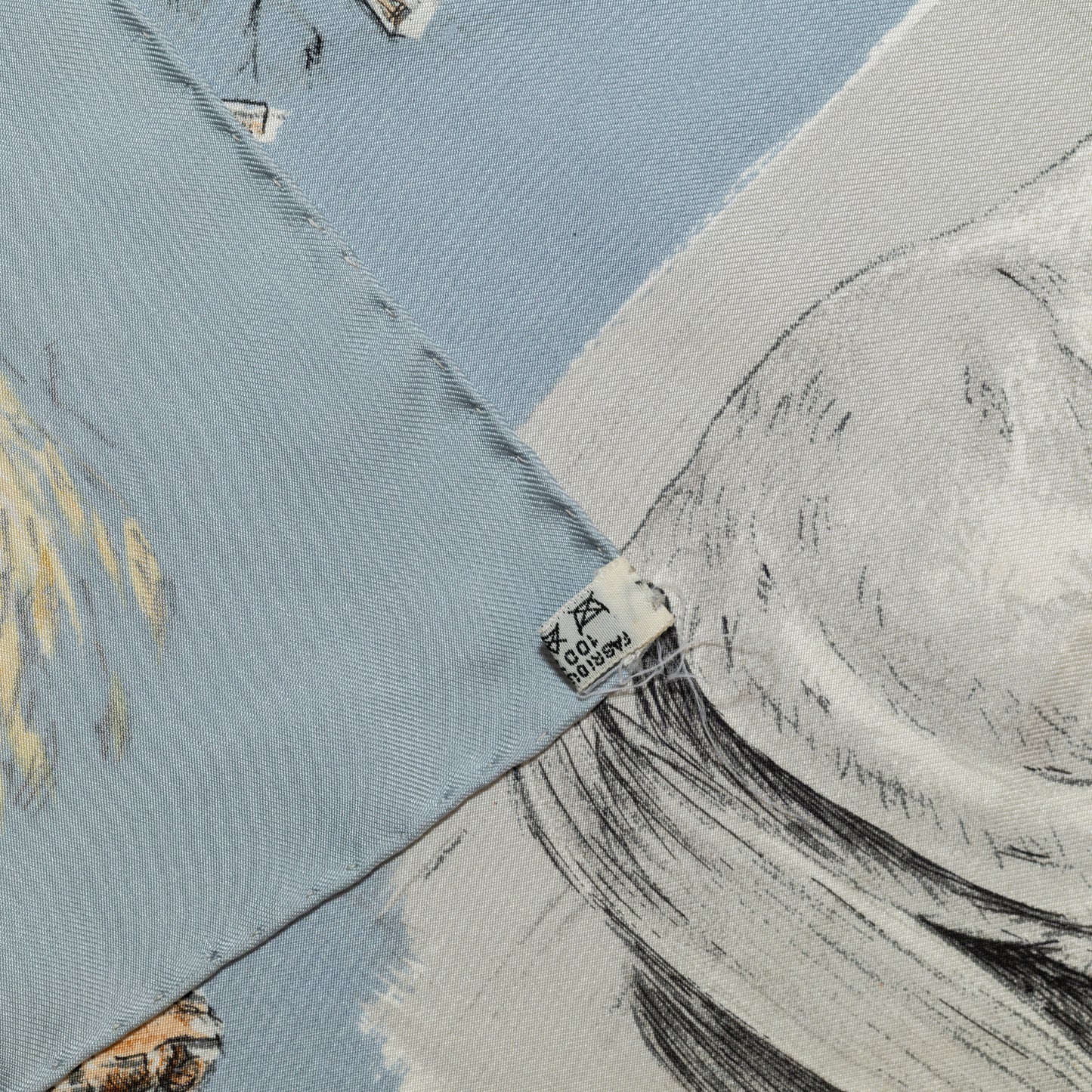 Hermes Silk Scarf Les Poulains - Bleu Gris Jaune Paille - EXCWCT