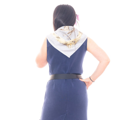 Hermes Silk Scarf Les Poulains - Bleu Gris Jaune Paille - EXCWCT