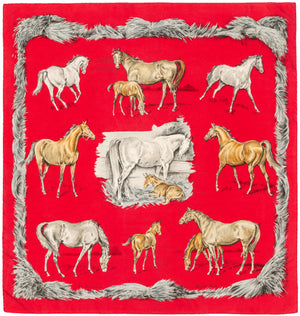 Hermes Silk Scarf Les Poulains - Red - EXCWOCT - 2606131615