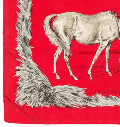 Hermes Silk Scarf Les Poulains - Red - EXCWOCT - 2606131615