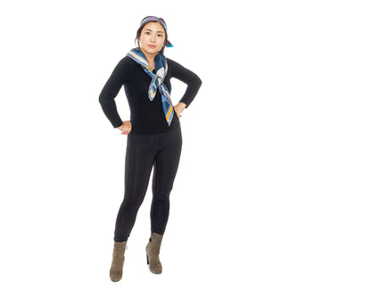 Hermes Silk Scarf Lettres Equestres - Bleu Ardoise Vert - New Store Tag