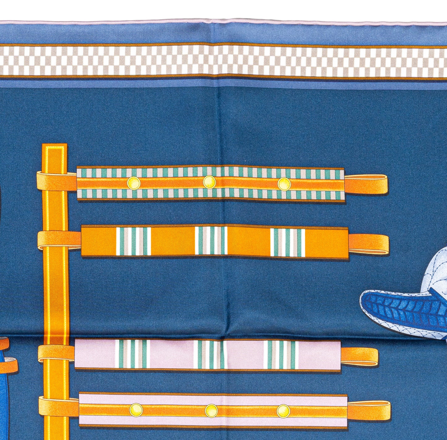 Hermes Silk Scarf Lettres Equestres - Bleu Ardoise Vert - New Store Tag