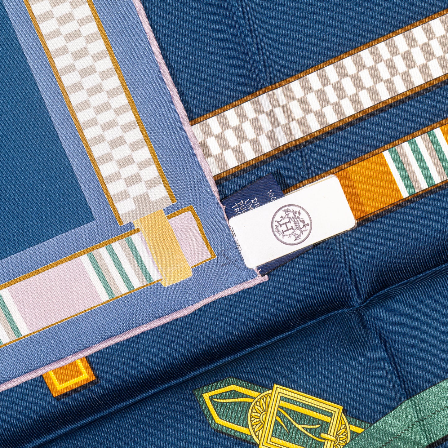 Hermes Silk Scarf Lettres Equestres - Bleu Ardoise Vert - New Store Tag
