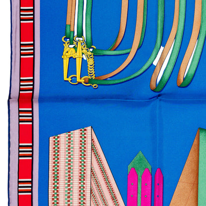 Hermes Silk Scarf Lettres Équestres - Bleu Azur Vert Rose Bonbon - NWSTS - 2507101641