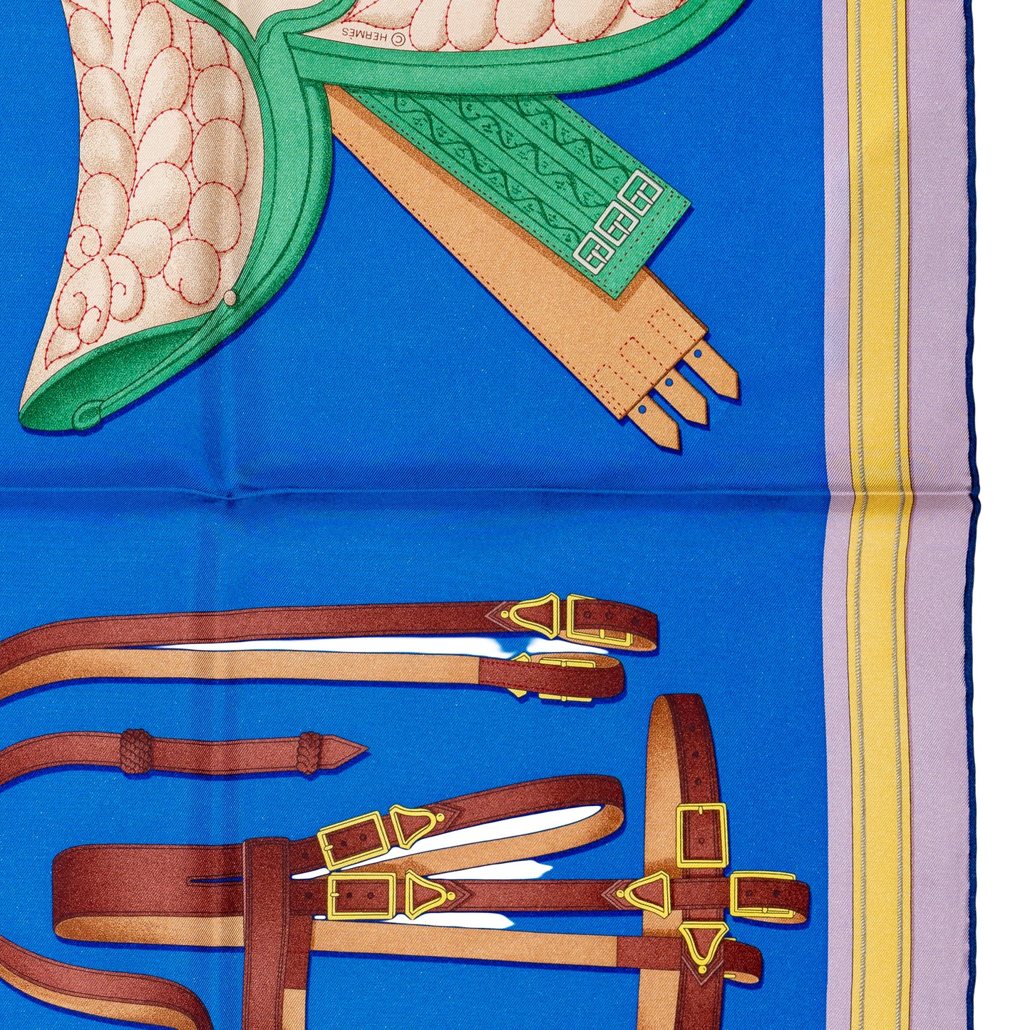 Hermes Silk Scarf Lettres Équestres - Bleu Azur Vert Rose Bonbon - NWSTS - 2507101641