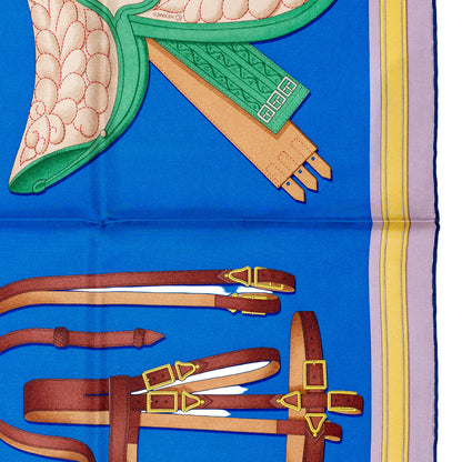 Hermes Silk Scarf Lettres Équestres - Bleu Azur Vert Rose Bonbon - NWSTS - 2507101641
