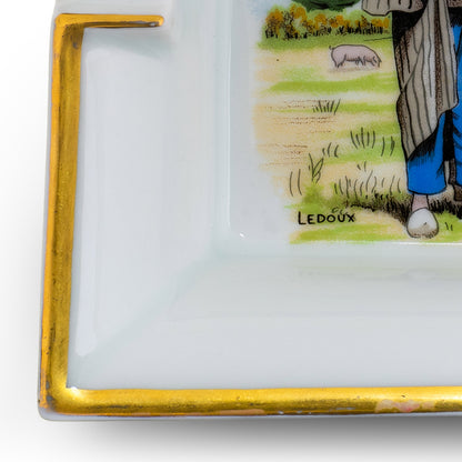 Auth. Hermes Ashtray Moulin du Terrier Marteau - Pouzauges - Porcelain Gold Trims EXC Rare 2412281542