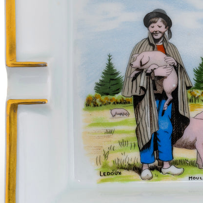 Auth. Hermes Ashtray Moulin du Terrier Marteau - Pouzauges - Porcelain Gold Trims EXC Rare 2412281542