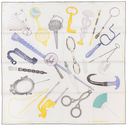 Hermes Silk Scarf Nous Sommes Inseparable - Blanc Gold Violet - New With Tag