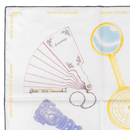 Hermes Silk Scarf Nous Sommes Inseparable - Blanc Gold Violet - New With Tag