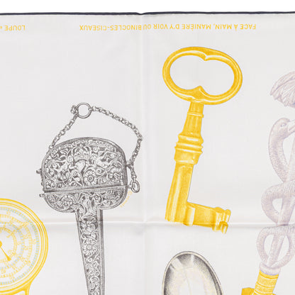 Hermes Silk Scarf Nous Sommes Inseparable - Blanc Gold Violet - New With Tag