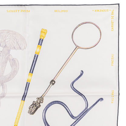 Hermes Silk Scarf Nous Sommes Inseparable - Blanc Gold Violet - New With Tag