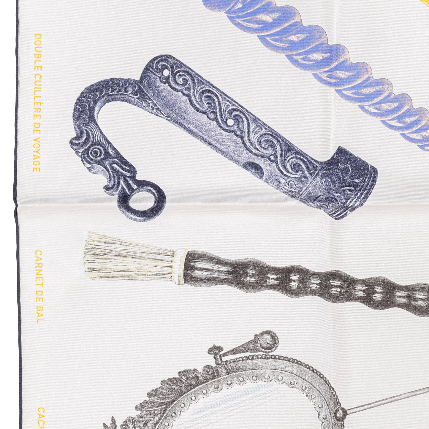 Hermes Silk Scarf Nous Sommes Inseparable - Blanc Gold Violet - New With Tag