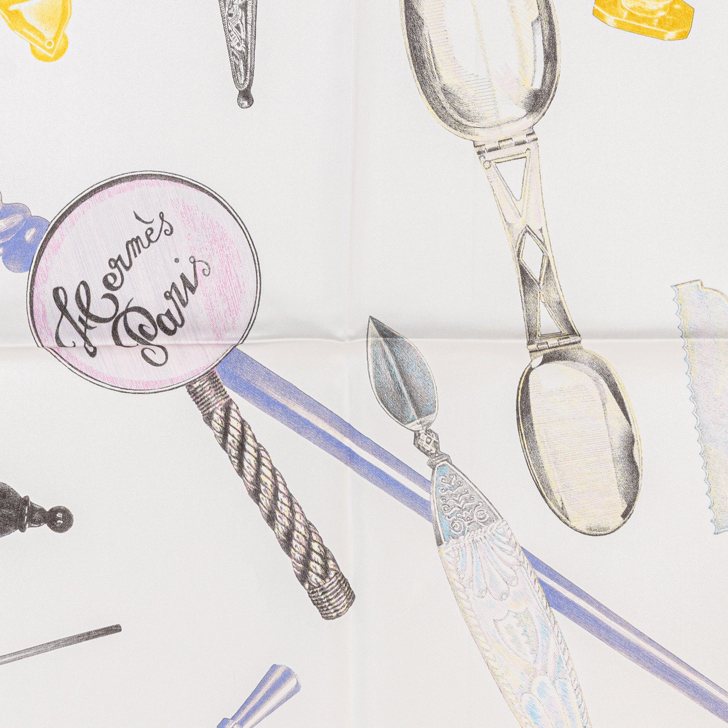 Hermes Silk Scarf Nous Sommes Inseparable - Blanc Gold Violet - New With Tag