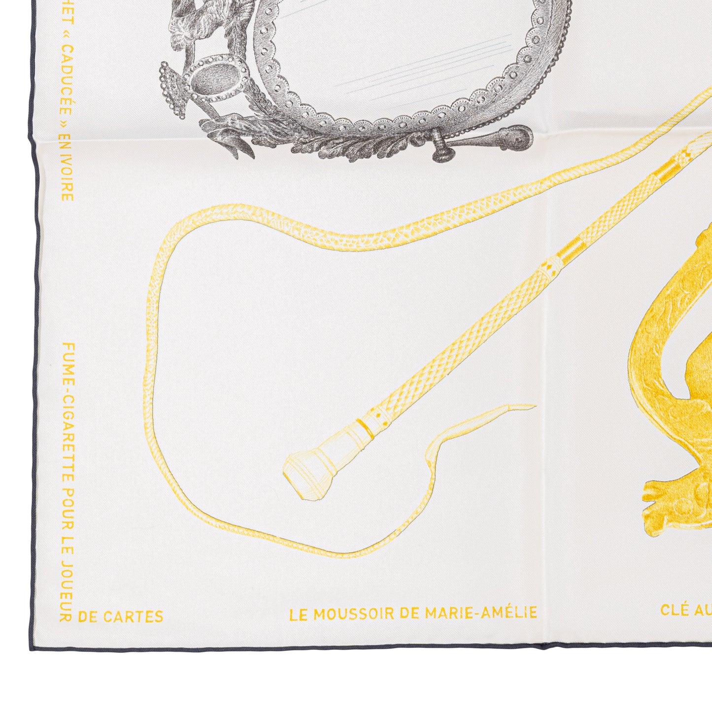 Hermes Silk Scarf Nous Sommes Inseparable - Blanc Gold Violet - New With Tag