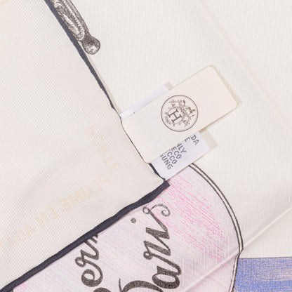 Hermes Silk Scarf Nous Sommes Inseparable - Blanc Gold Violet - New With Tag