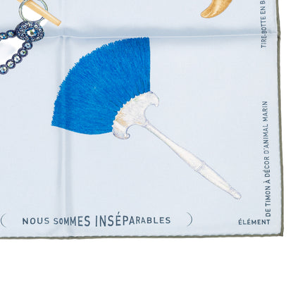 Hermes Silk Scarf Nous Sommes Inseparables - Bleu Ciel Marine - NWSTS - 2604131722