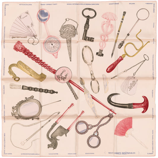 Hermes Silk Scarf Nous Sommes Inseparables - Rose Rouge - NWST - 2604131711