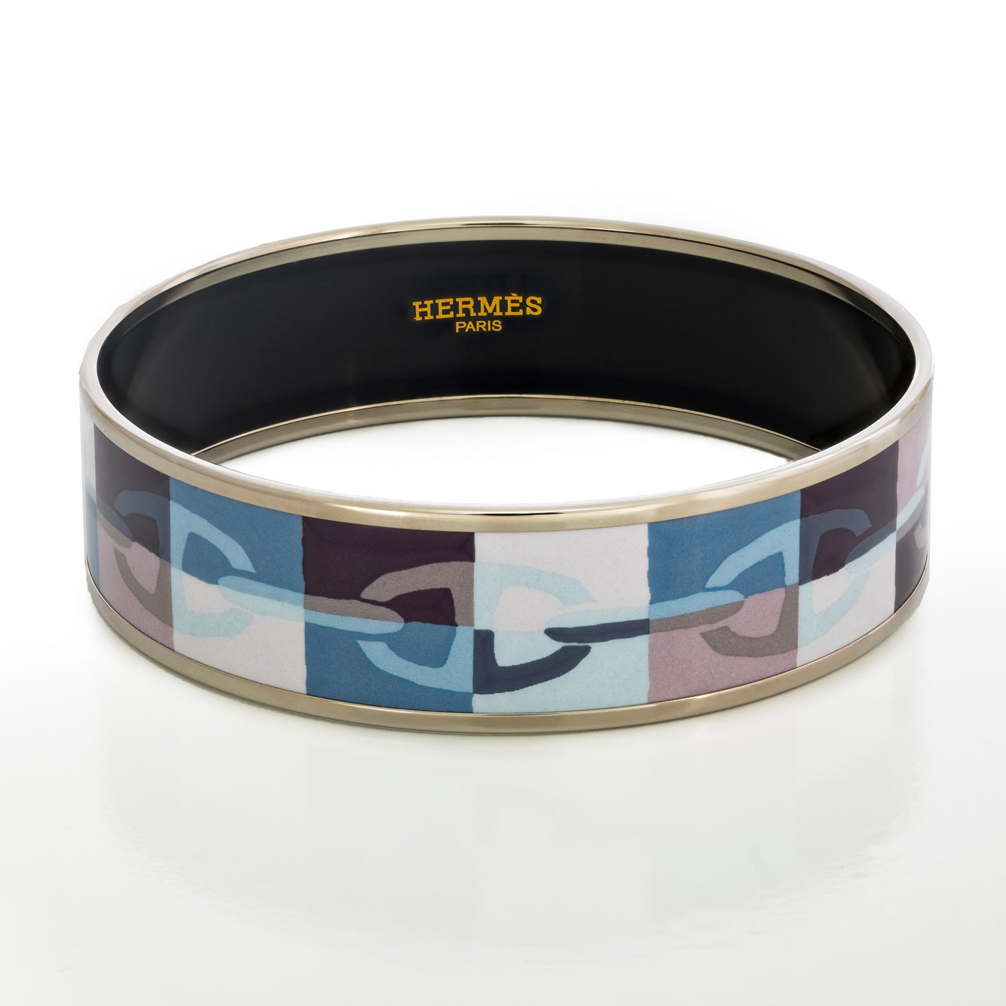 Hermes Bracelet Optique Chaîne d’Ancre - Rose Pâle Bleu-Gris Étoupe - ESP - 70-19mm New