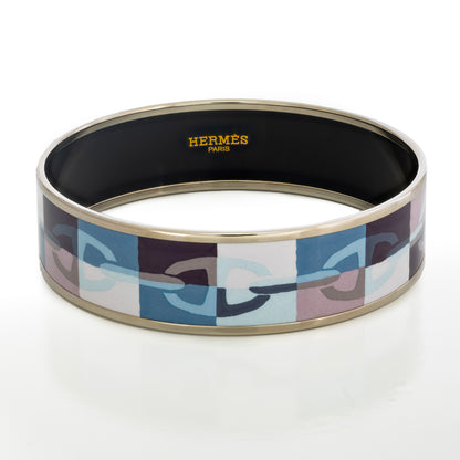Hermes Bracelet Optique Chaîne d’Ancre - Rose Pâle Bleu-Gris Étoupe - ESP - 70-19mm New