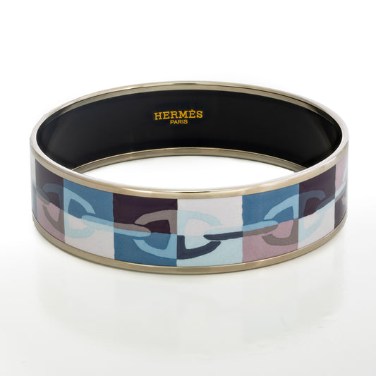 Hermes Bracelet Optique Chaîne d’Ancre - Rose Pâle Bleu-Gris Étoupe - ESP - 70-19mm New