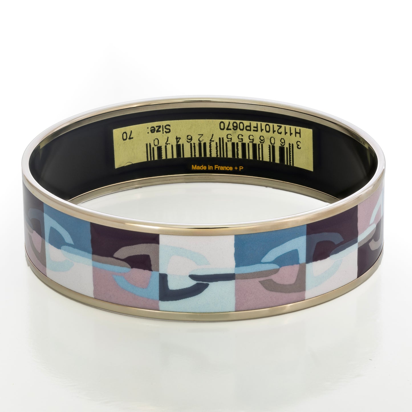 Hermes Bracelet Optique Chaîne d’Ancre - Rose Pâle Bleu-Gris Étoupe - ESP - 70-19mm New