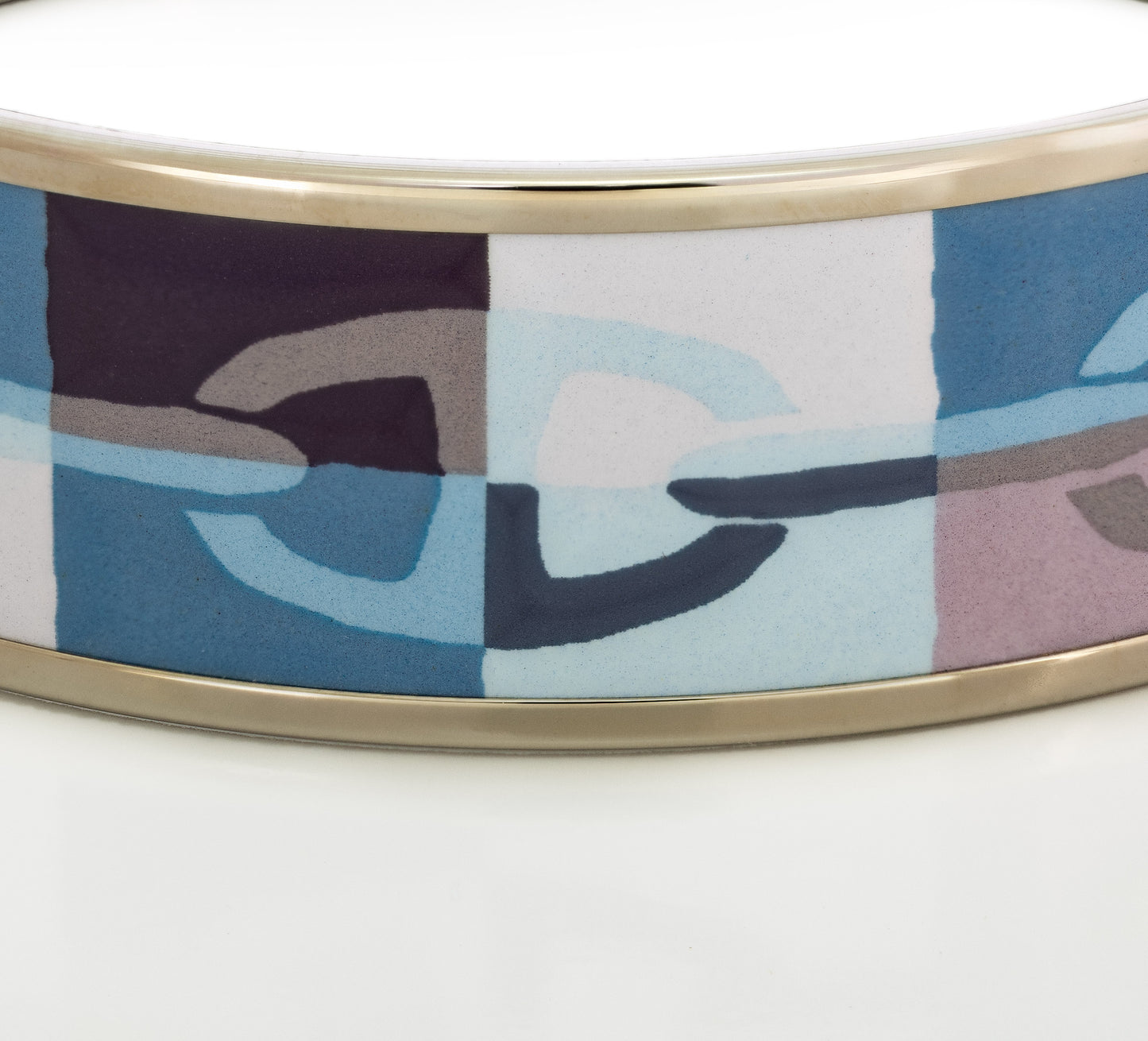 Hermes Bracelet Optique Chaîne d’Ancre - Rose Pâle Bleu-Gris Étoupe - ESP - 70-19mm New