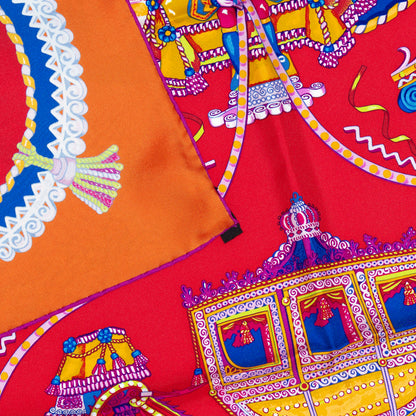 Hermes Silk Scarf Paperoles - Red Orange - NWCT - 2404272037