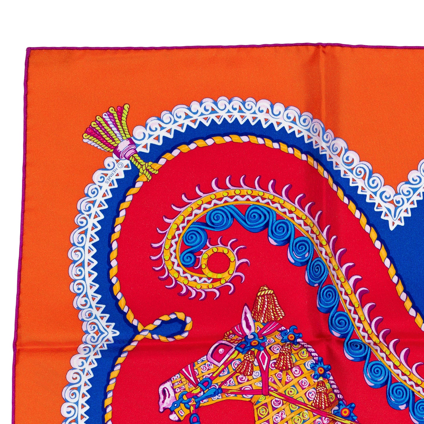 Hermes Silk Scarf Paperoles - Red Orange - NWCT - 2404272037