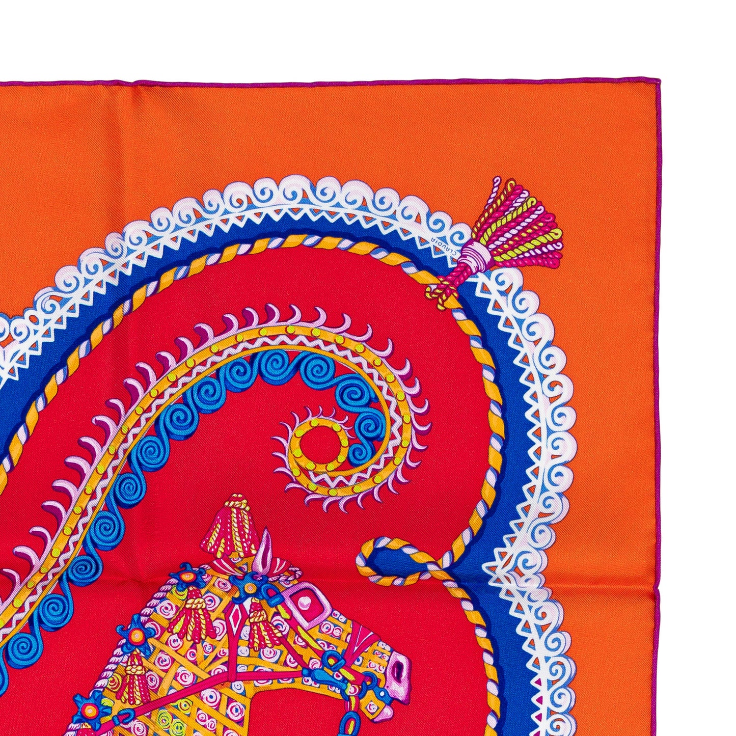 Hermes Silk Scarf Paperoles - Red Orange - NWCT - 2404272037