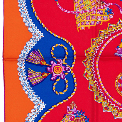 Hermes Silk Scarf Paperoles - Red Orange - NWCT - 2404272037