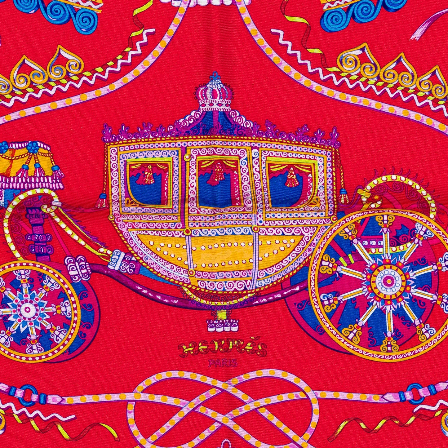 Hermes Silk Scarf Paperoles - Red Orange - NWCT - 2404272037