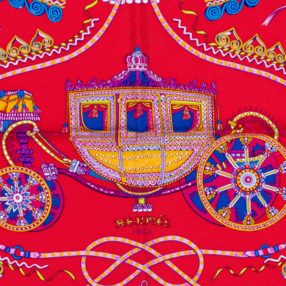 Hermes Silk Scarf Paperoles - Red Orange - NWCT - 2404272037