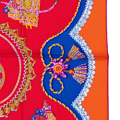 Hermes Silk Scarf Paperoles - Red Orange - NWCT - 2404272037