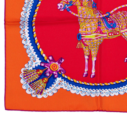Hermes Silk Scarf Paperoles - Red Orange - NWCT - 2404272037